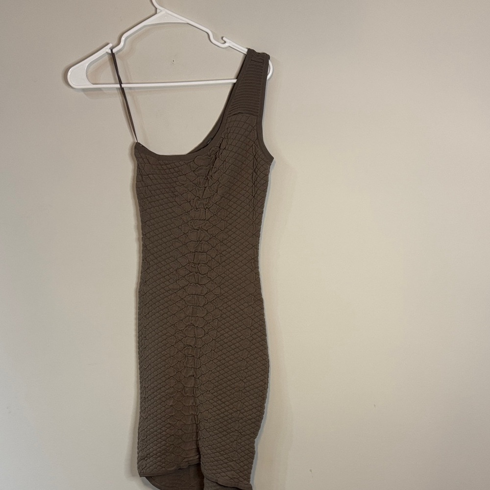 Guess One-Shoulder Knit Dress in Taupe